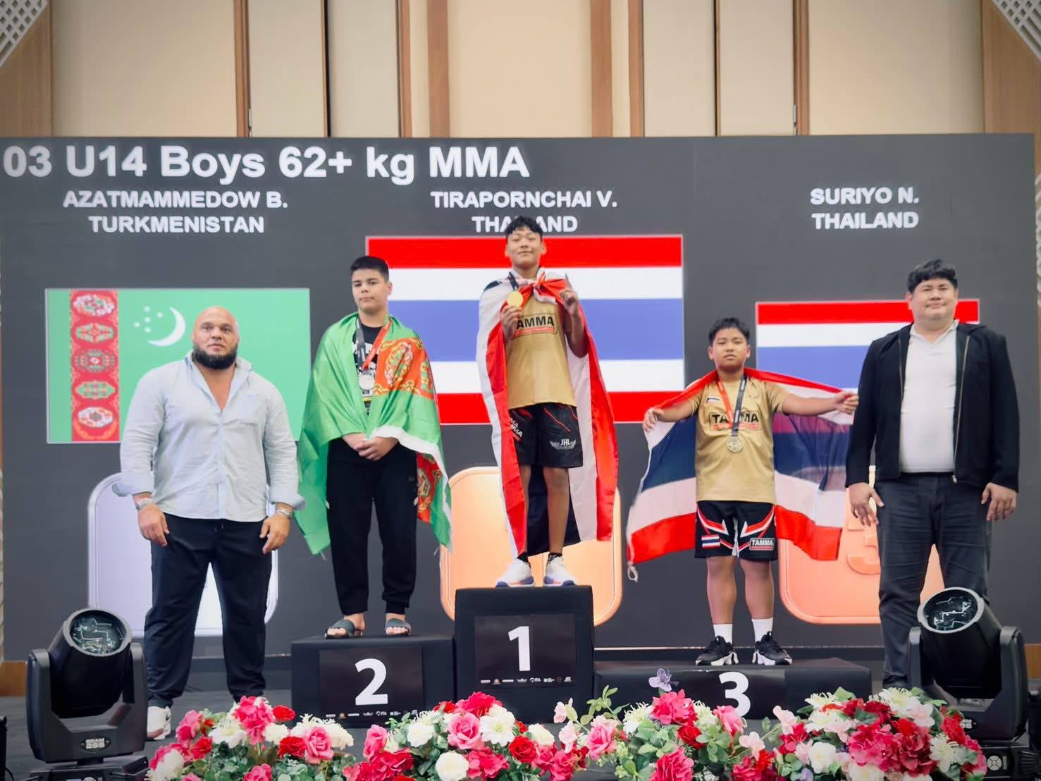Congratulations to Worawasu Tirapornchai on gold in the 62 kilogram men's U14 at the Asian Mixed Martial Arts Championships in Putrajaya, Malay
