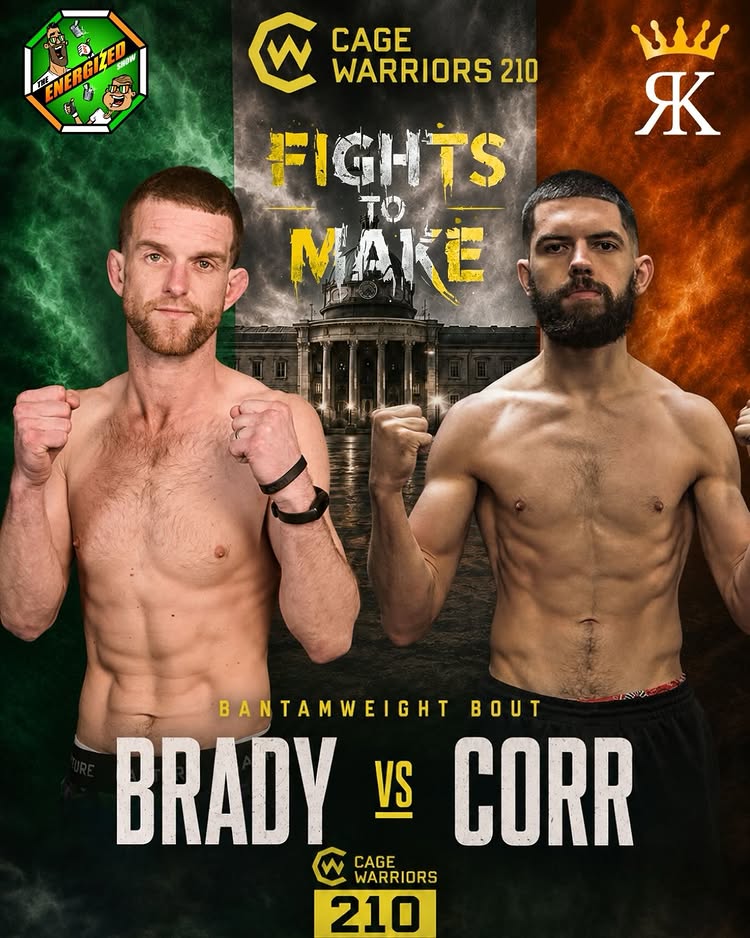 This would Slap at @cagewarriors 210 in Dublin @ciaran_brady_mma Full time Dad, Dancer and Nice Guy against @jack_corr98 a man who everyday has to prove he is t