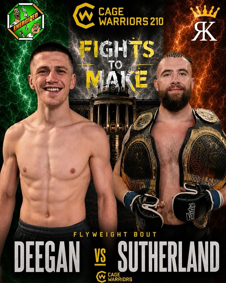 If you wanted non stop action at @cagewarriors 210 @ronandeeganmma vs @billysutherlandmma would be 🔥