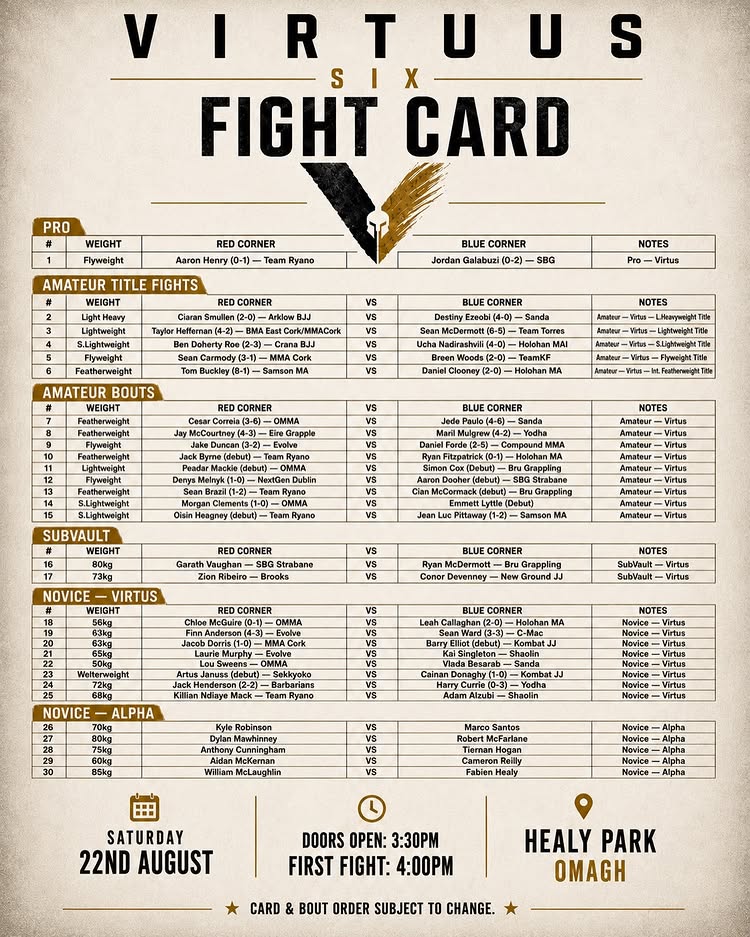 🔥 THE FULL VIRTUS SIX FIGHT CARD IS HERE. 🔥