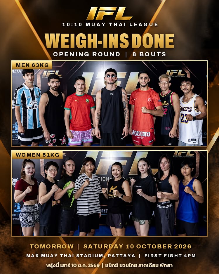 Weigh-ins done. 8 bouts, 16 fighters, one night.