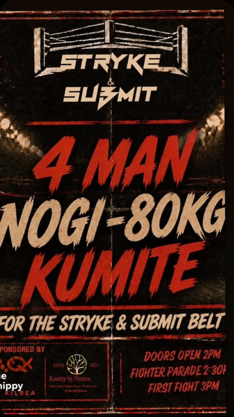 For the first time on our shores we are bringing to you , a 4 man -80kg blue and purple belt tournament which will be held inside the boxing ring . This tournam